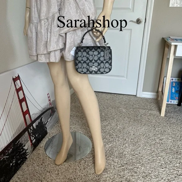 ✅Coach Lysa Top Handle Bag in Metallic Signature - Picture 10 of 15